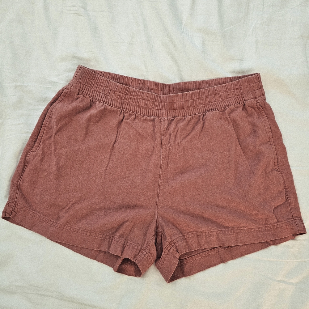 Old Navy Women's Comfort Waistband Brick Linen Shorts 3.5" Inseam Size Large
